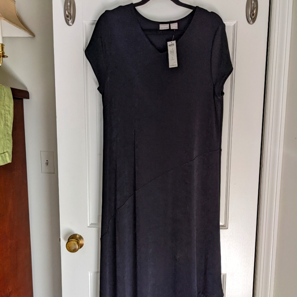 Chico's Travelers Asymmetrical hem black dress NWT
